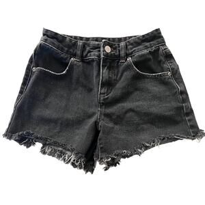 Urban Outfitters Cutoff Denim Shorts Black Raw Hem High Rise Women’s Size 24 BDG